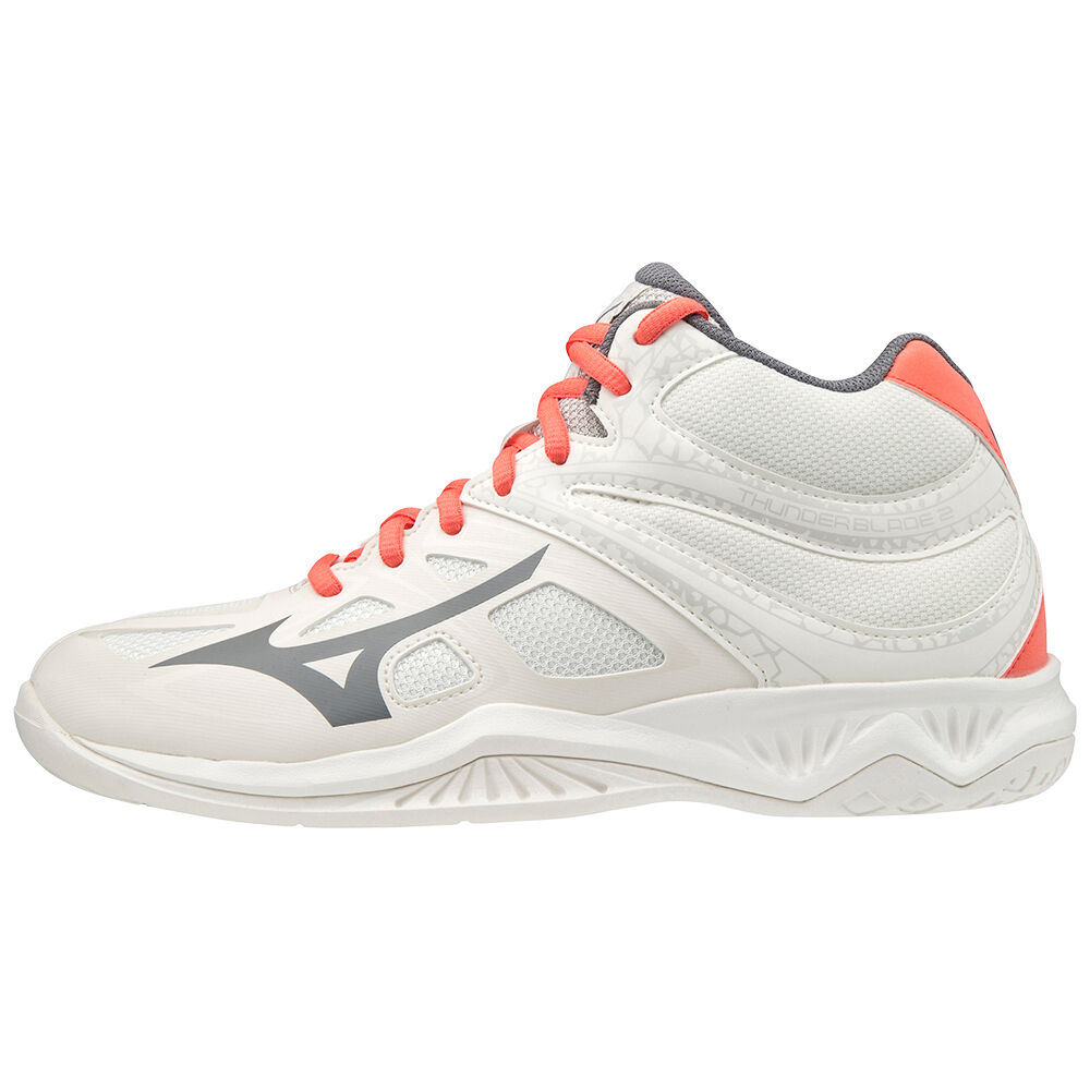 Mizuno Women's Thunder Blade 2 Mid Volleyball Shoes White/ Coral (V1GC197555-UDP)